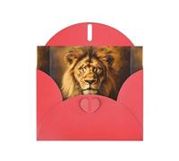 WZYWHJ Red Holiday Greeting Card 6x4 in with Envelope for Christmas, Birthday, Valentine's Day, Party Invitation The dull lion king Printed