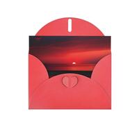 WZYWHJ Red Holiday Greeting Card 6x4 in with Envelope for Christmas, Birthday, Valentine's Day, Party Invitation Red Sunset At Dusk Printing