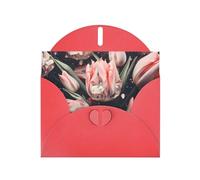 WZYWHJ Red Holiday Greeting Card 6x4 in with Envelope for Christmas, Birthday, Valentine's Day, Party Invitation Crystal Pink Tulips Printed