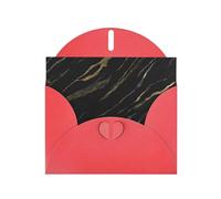 WZYWHJ Red Holiday Greeting Card 6x4 in with Envelope for Christmas, Birthday, Valentine's Day, Party Invitation Black Gold Textured Marble Pattern
