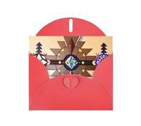 WZYWHJ Red Holiday Greeting Card 6x4 in with Envelope for Christmas, Birthday, Valentine's Day, Party Invitation Aboriginal People Graphics Pattern