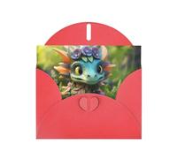 WZYWHJ Red Holiday Greeting Card 6x4 in with Envelope for Christmas, Birthday, Valentine's Day, Party Invitation Cute cute dragon Printed