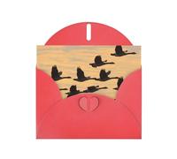 WZYWHJ Red Holiday Greeting Card 6x4 in with Envelope for Christmas, Birthday, Valentine's Day, Party Invitation Autumn Geese Flying South Printing