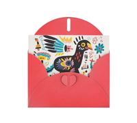 WZYWHJ Red Holiday Greeting Card 6x4 in with Envelope for Christmas, Birthday, Valentine's Day, Party Invitation cartoon drawing Pattern