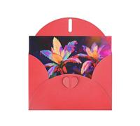 WZYWHJ Red Holiday Greeting Card for Christmas, Birthday, Anniversary & more Fault Botany Pattern