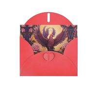 WZYWHJ Red Holiday Greeting Card for Christmas, Birthday, Anniversary & more Phoenix and Rose Picture