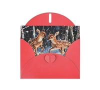 WZYWHJ Red Holiday Greeting Card for Christmas, Birthday, Anniversary & more Silly Roe Deer Picture