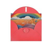WZYWHJ Red Holiday Greeting Card for Christmas, Birthday, Anniversary & more Strange Rainbow Picture