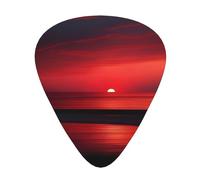 Wzywhj Red Sunset At Dusk Pattern Guitar Pick Easy Grip Uke Picks For Your Bass, Ukulele, Acoustic And Electric Guitar，12 Piece