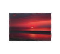 WZYWHJ Red Sunset at Dusk Picture Placemats for Dining Table Set of 6 Table mat 12x18 in for Party Kitchen Dining Decoration Washable Easy to Clean