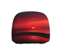 WZYWHJ Red Sunset at Dusk Prints Seat Head Pillowcase Car Truck General Motors Parts Protective Cover one Pack