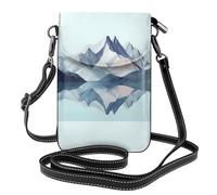 WZYWHJ Reflected Mountains Pattern Leather Crossbody Flap Phone Bag - Versatile Gift for Women Walking, Camping, Shopping, and Travel