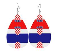 WZYWHJ Republic of Croatia flag Picture Ladies' leather earrings, simple water droplet pendant, fashionable holiday gift