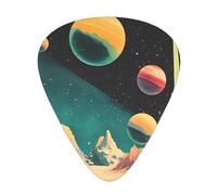 Wzywhj Retro Fantasy Space Pattern Guitar Pick Easy Grip Uke Picks For Your Bass, Ukulele, Acoustic And Electric Guitar,12 Piece