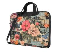 WZYWHJ Retro floral patchwork Picture Laptop Bag - with Soft Interior, Multiple Pockets - Ideal for Men, Travel and Business, Black, 15.6 inch