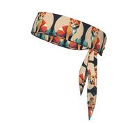 WZYWHJ Retro Geometric cat Picture Headbands,Sports Head Tie,Headband for Men and Women,Hair Band for Running Workout Football