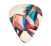 Wzywhj Retro Geometric Horse Pattern Picture Guitar Pick Easy Grip Uke Picks Comfortable Feel, Ukulele, Acoustic And Electric Guitarï¼ŒGuitar Plectrums 12'S