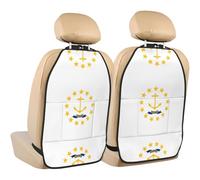 WZYWHJ Rhode Island State Flag Picture Car seat Anti Kick Storage pad 2 Pieces, Multi-Functional Storage Bag seat Protector After Installation