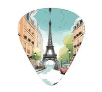 Wzywhj Romantic Paris Eiffel Tower Bycicle Pattern Guitar Pick Easy Grip Uke Picks For Your Bass, Ukulele, Acoustic And Electric Guitarï¼Œ12 Piece
