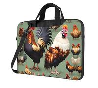 WZYWHJ Rooster and Chicken Prints Laptop Bag - with Soft Interior, Multiple Pockets - Ideal for Men, Travel and Business, Black, 14 inch
