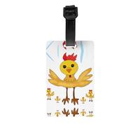 WZYWHJ Rooster in The Square Prints Luggage Bag Tags, Men's and Women's Travel Privacy Protection Labels