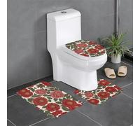 WZYWHJ Rose of The Season Pattern Bathroom mat Sets of 4 Bathroom Floor Mats,Non-Slip, Durable,Does Easy to Clean Suitable for Bathroom and Toilet