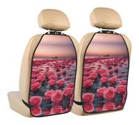 WZYWHJ Roses by The sea Printed Car seat Anti Kick Storage pad 2 Pieces, Multi-Functional Storage Bag seat Protector After Installation