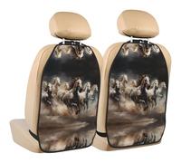 WZYWHJ Running of The Horses Printed Car seat Anti Kick Storage pad 2 Pieces, Multi-Functional Storage Bag seat Protector After Installation