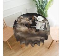 WZYWHJ Running of the Horses Printed Round long tablecloth anti overflow and wrinkle resistant dining table cloth 60 inches