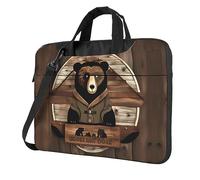 WZYWHJ Rustic Lodge Bear Prints Laptop Bag - with Soft Interior, Multiple Pockets - Ideal for Men, Travel and Business, Black, 14 inch