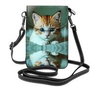 WZYWHJ Sad Kitten Printed Leather Crossbody Flap Phone Bag - Versatile Gift for Women Walking, Camping, Shopping, and Travel