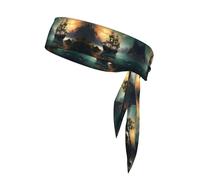 WZYWHJ Sailboat Ship Landscape Printed Headbands,Sports Head Tie,Headband for Men and Women,Hair Band for Running Workout Football
