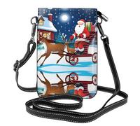WZYWHJ Santa Claus Driving Printed Leather Crossbody Flap Phone Bag - Versatile Gift for Women Walking, Camping, Shopping, and Travel