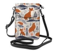 WZYWHJ Scandinavian fox Pattern Leather Crossbody Flap Phone Bag - Versatile Gift for Women Walking, Camping, Shopping, and Travel