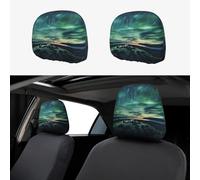WZYWHJ Sea Under The Aurora Borealis Printed Car Pillowcase 2 Pieces, seat Cover Accessories, Protective Cover Universal
