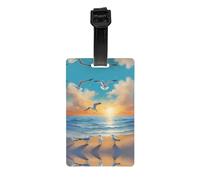 WZYWHJ Seagulls by The sea Prints Luggage Bag Tags, Men's and Women's Travel Privacy Protection Labels