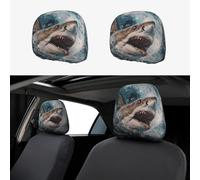 WZYWHJ Shark in the waves Printing 2 car pillowcases, interior decorative seat accessories, protective covers