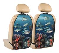 WZYWHJ Sharks Under The sea Printed Car seat Anti Kick Storage pad 2 Pieces, Multi-Functional Storage Bag seat Protector After Installation