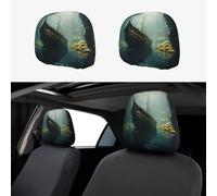 WZYWHJ Shipwreck at The Bottom of The Lake Printed Car Pillowcase 2 Pieces, seat Cover Accessories, Protective Cover Universal