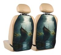 WZYWHJ Shipwreck at The Bottom of The Lake Printed Car seat Anti Kick Storage pad 2 Pieces, Multi-Functional Storage Bag seat Protector After Installation