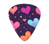 Wzywhj Shooting Star Heart Printing Guitar Plectrum Easy Grip Uke Picks Holding， Ukulele, Acoustic And Electric Guitar，12 Piece