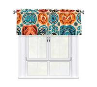 WZYWHJ Short Curtains with Valance Rod 54x18in Cultural Symbol Printed Easy to Install for Kitchen, Bathroom, Laundry Room, Studio