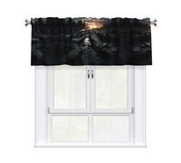 WZYWHJ Short Curtains with Valance Rod 54x18in Dark Skies Printing Easy to Install for Kitchen, Bathroom, Laundry Room, Studio
