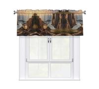 WZYWHJ Short Curtains with Valance Rod 54x18in Looking Out to sea Printed Easy to Install for Kitchen, Bathroom, Laundry Room, Studio