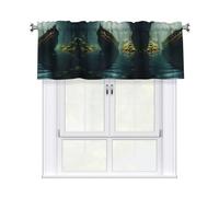 WZYWHJ Short Curtains with Valance Rod 54x18in Shipwreck at The Bottom of The Lake Printed Easy to Install for Kitchen, Bathroom, Laundry Room, Studio