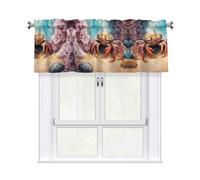 WZYWHJ Short Curtains with Valance Rod 54x18in Small Crab Under The Rocks Printed Easy to Install for Kitchen, Bathroom, Laundry Room, Studio