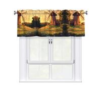 WZYWHJ Short Curtains with Valance Rod 54x18in The Windmill on The Grassland Printed Easy to Install for Kitchen, Bathroom, Laundry Room, Studio