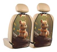 WZYWHJ Shy little squirrel Printing Car rear seat anti kick pad 2-piece set multifunctional storage bag seat cover protector