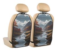 WZYWHJ Silent Valley Prints Car seat Anti Kick Storage pad 2 Pieces, Multi-Functional Storage Bag seat Protector After Installation