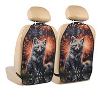WZYWHJ Silver Fox Under Fireworks Printed Car seat Anti Kick Storage pad 2 Pieces, Multi-Functional Storage Bag seat Protector After Installation
